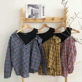 Camisa a cuadros de dos piezas con costuras falsas